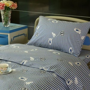 Y9 Hôpital de lit en coton lin à rayures bleu-blanc