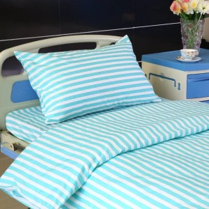 L3 Poly Cotton Hospital T65C35 Bed Linen Green White Stripe
