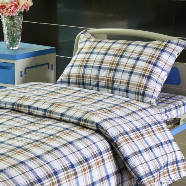 Image L6 Polyseter Hospital Checkered Bed Linen Kemudahan