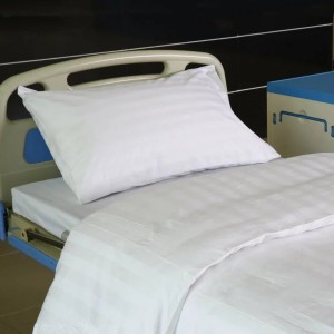Y15 Cotton Satin Stripe Bleached White Hospital Bed Linen