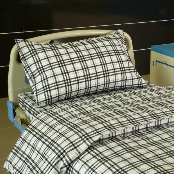 Personlized Products 100% Cotton Lab Coat - F7 Cotton Hospital Bed Linen Green-white Check – LONGWAY detail pictures