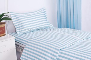 L3 Poly Cotton T65C35 Hospital Bed Linen Green White Stripe