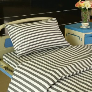 OEM/ODM China Hospital Cubicle Curtain Track Kit - F6 Cotton Hospital Bed Linen Gray White 2cm Stripes – LONGWAY