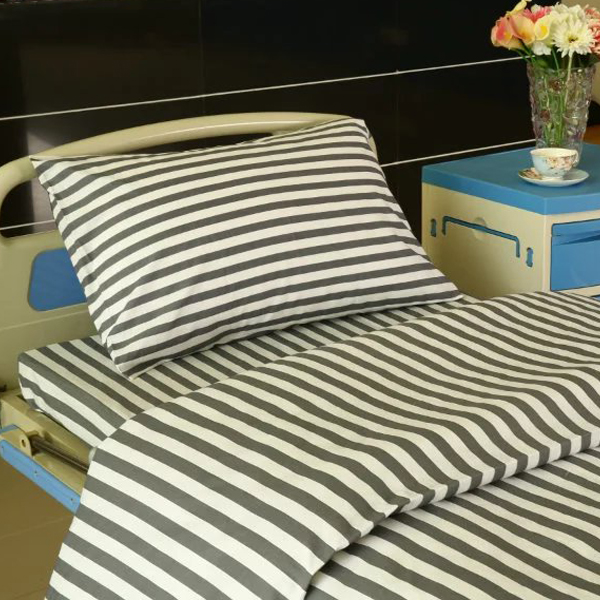 professional factory for Checkered Sheet Sets - F6 Cotton Hospital Bed Linen Gray White 2cm Stripes – LONGWAY