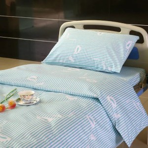 Y12 Poly Cotton Hospital Bed Linen Green Stripes with Flower