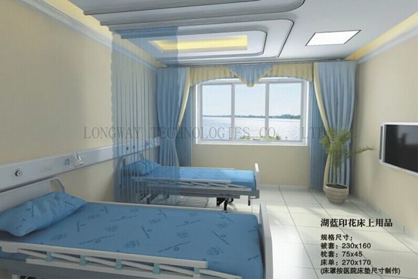 Big discounting Imported Curtains - D4 Cotton Blue Color Hospital Bed Linen – LONGWAY detail pictures