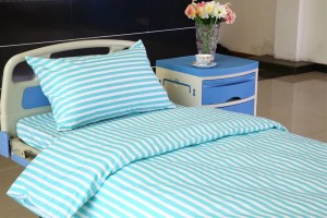 L3 Poly Cotton T65C35 Hospital Bed Linen Green White Stripe