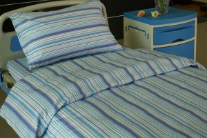 L9 Cotton Hospital Bed Linen blue stripes