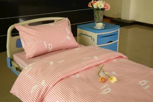 Y11 Poly Cotton Hospital Bed Linen Pink Stripe with Flower