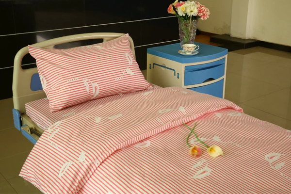Trending Products Freezer Pvc Strip Curtain - Y11 Poly Cotton Hospital Bed Linen Pink Stripe with Flower – LONGWAY detail pictures