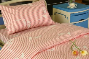 Y11 Poly Cotton Hospital Bed Linen Pink Stripe with Flower