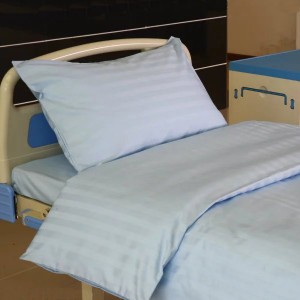 Discountable price 100% Polyester Curtains -
 K9 CVC 2cm Satin Stripe Light Blue Color Hospital Bed Linen – LONGWAY