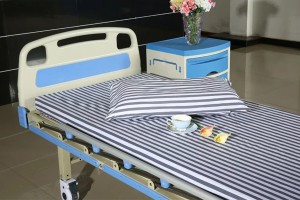 F6 Cotton Hospital Bed Linen Gray White 2cm Stripes