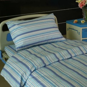 Hot sale Factory Disposable Printing Hospital Cubicle Curtains - L9 Cotton Hospital Bed Linen blue stripes – LONGWAY