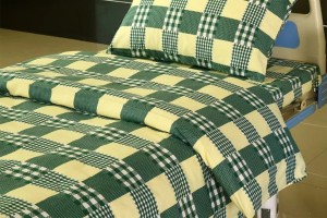 E13 Cotton Hospital Bed Linen Yellow-green Big Check