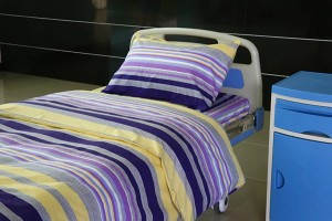 Y20 Cotton Hospital Bed Linen Purple Yellow Stripes