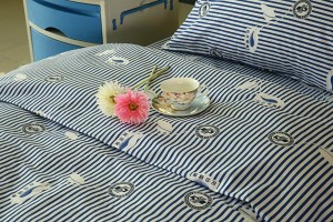 Y9 Cotton Hospital Bed lino Blue-puti nga Stripe