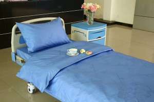 D4 ฝ้ายโรงพยาบาลสีฟ้าผ้าปูเตียง