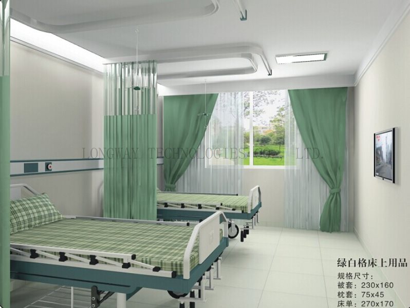 F7 green white check hospital bedding set